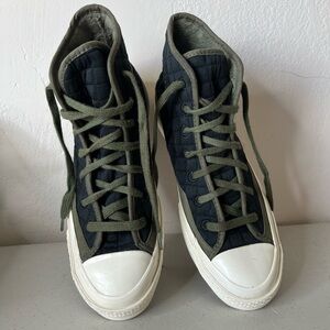 Converse High-Top Sneakers in Black and Olive Green